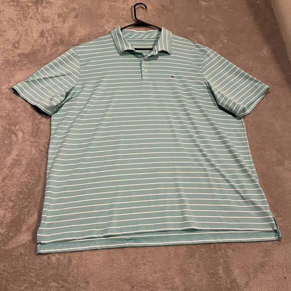 Vineyard Vines Polo Shirt Mens 2XL Striped Performance Golf Whale XXL - Picture 1 of 7